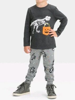 Cat & Jack Toddler Boy Halloween Dino Shirt & Pant Set in Size 4T